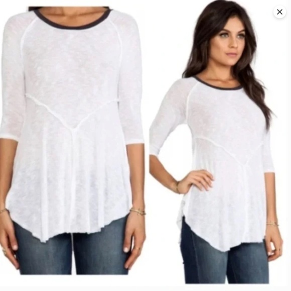 Free People NWT White Knit Tunic Top - Snow Combo - Size Large - Picture 2 of 14
